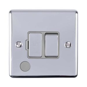 Eurolite Enswffopcg 13Amp Dp Switched Fuse Spur With Flex Outlet Polished Chrome Enhance Range Grey Trim