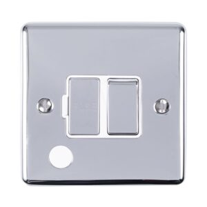 Eurolite Enswffopcw 13Amp Dp Switched Fuse Spur With Flex Outlet Polished Chrome Enhance Range White Trim