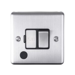 Eurolite Enswffossb 13Amp Dp Switched Fuse Spur With Flex Outlet Satin Enhance Range Black Trim