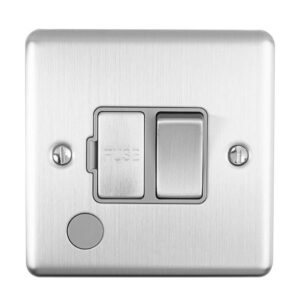 Eurolite Enswffossg 13Amp Dp Switched Fuse Spur With Flex Outlet Satin Enhance Range Grey Trim