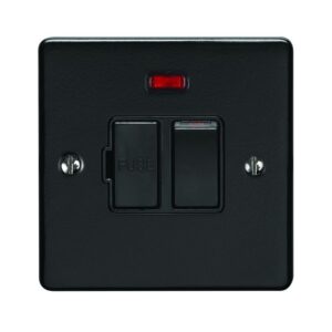 Eurolite Enswfnmbb 13Amp Dp Switched Fuse Spur With Neon Matt Black Enhance Range Black Trim