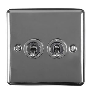 Eurolite Ent2Swbn 2 Gang 10Amp 2Way Toggle Switch Black Nickel Enhance Range