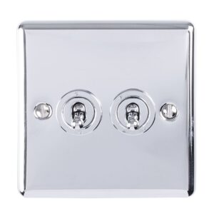 Eurolite Ent2Swpc 2 Gang 10Amp 2Way Toggle Switch Polished Chrome Enhance Range