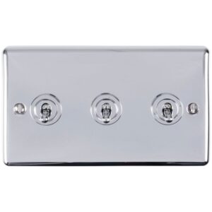 Eurolite Ent3Swpc 3 Gang 10Amp 2Way Toggle Switch Polished Chrome Enhance Range