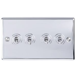 Eurolite Ent4Swpc 4 Gang 10Amp 2Way Toggle Switch Polished Chrome Enhance Range