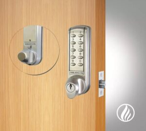 CODELOCKS CL2255 ELECTRONIC Tubular Mortice Latch PVD B/Steel,Fire Kit