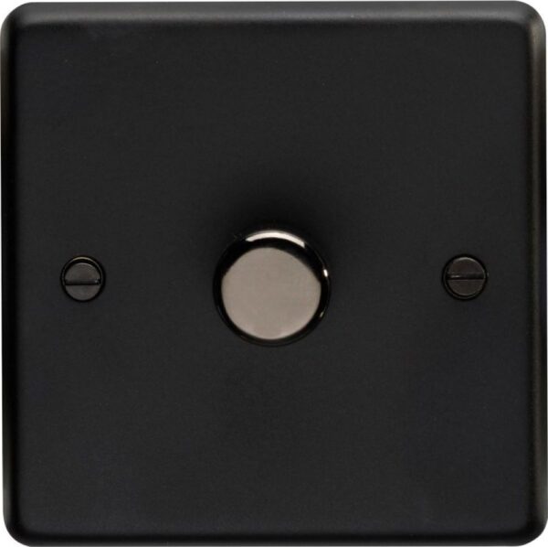 Eurolite Mb1Dled 1 Gang Led Push On Off 2Way Dimmer Switch Round Edge Matt Black Plate Black Nickel Knob