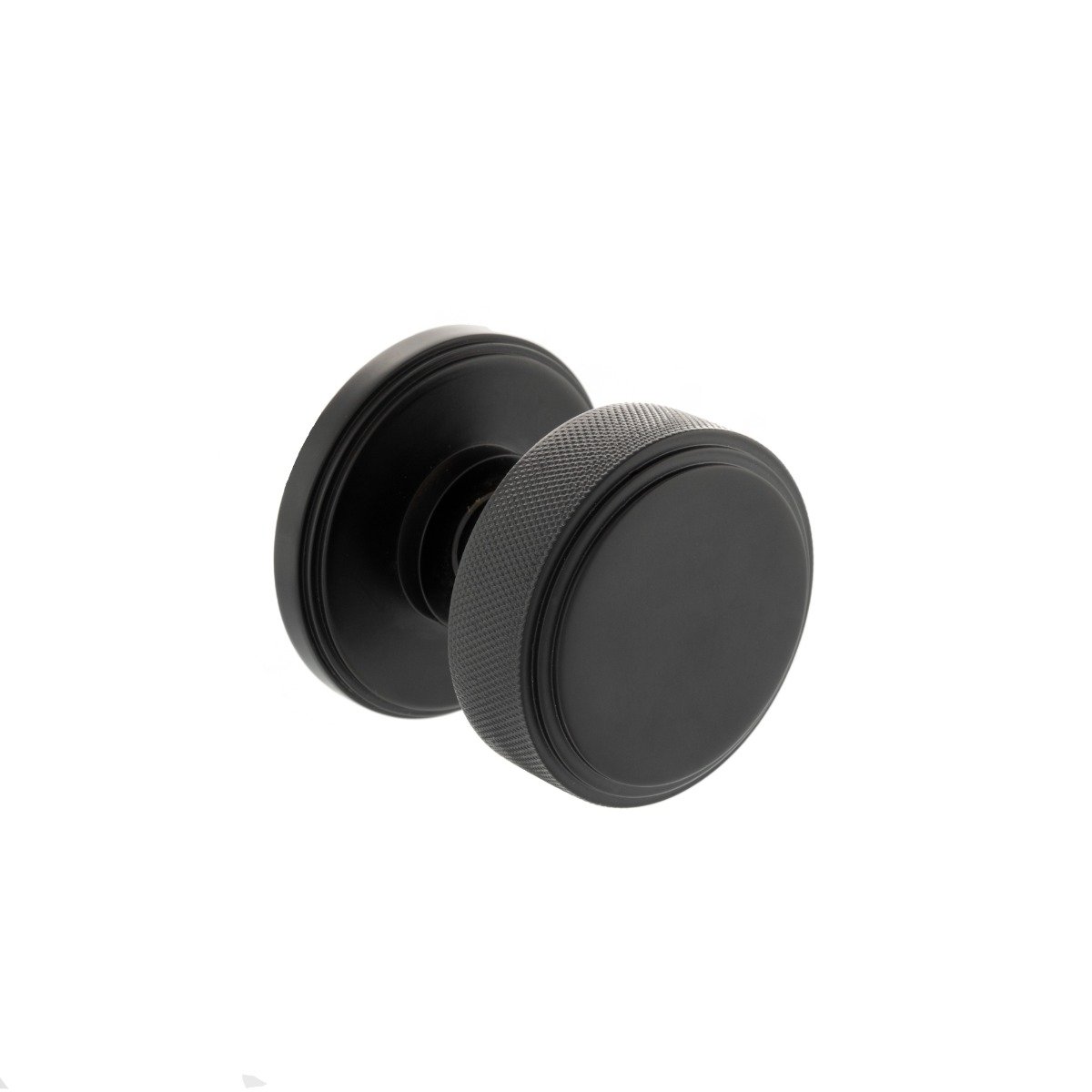 Millhouse Brass Harrison Solid Brass Knurled Mortice Knob on Concealed Fix Rose - Matt Black MH450KSMKMB
