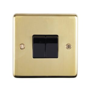 Eurolite Stainless steel 2 Gang Switch - Polished Brass