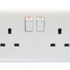Eurolite Pl4060 Enhance White Plastic 13A 2 Gang Switched Socket Single Pole
