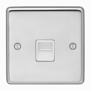 Eurolite Pss1Mw 1 Gang Master Telephone Socket Round Edge Polished Stainless Steel Plate White Interior