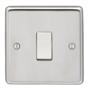 Eurolite Sss20Asw 1 Gang 20Amp Dp Switch Round Edge Satin Stainless Steel Plate Matching Rocker