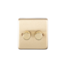 Eurolite Sb2Dled 2 Gang Led Push On Off 2Way Dimmer Round Edge Satin Brass Plate Polished Brass Knobs