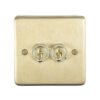 Eurolite Sbt2Sw 2 Gang 10Amp 2Way Toggle Switch Round Edge Satin Brass Plate