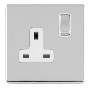 Eurolite Concealed 3mm 1 Gang 13Amp Dp Switched Socket - Polished Chrome