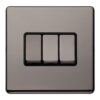 Eurolite Concealed 3mm 3 Gang 10Amp 2Way Switch - Black Nickel