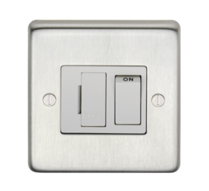 Eurolite Sssswfb 13Amp Dp Switched Fuse Spur Round Edge Satin Stainless Steel Plate Black Rocker