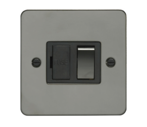 Eurolite Sssswfssb 13Amp Dp Switched Fuse Spur Round Edge Satin Stainless Steel Plate Matching Rocker Black Interior