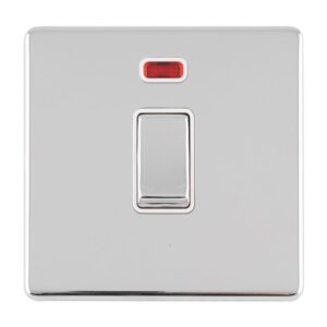 Eurolite Concealed 3mm 1 Gang 20Amp Dp Switch & Neon - Polished Chrome