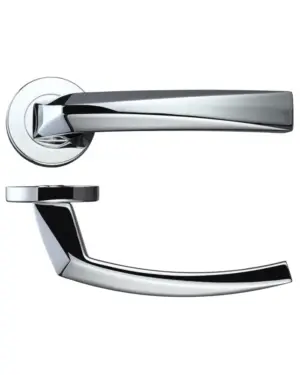 Zoo Hardware Rosso Maniglie Hydra Lever On Round Rose, Satin Chrome (Sold In Pairs)