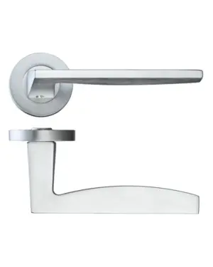 Zoo Hardware Rosso Maniglie Pavo Lever On Round Rose, Satin Chrome (Sold In Pairs)