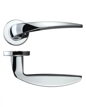 Zoo Hardware Rosso Maniglie Cygnus Lever On Round Rose, Satin Chrome (Sold In Pairs)