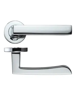 Zoo Hardware Rosso Maniglie Mensa Lever On Round Rose, Satin Chrome (Sold In Pairs)