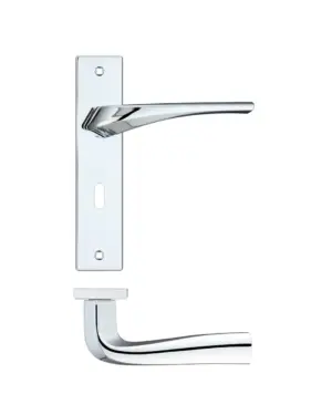 Zoo Hardware Rosso Maniglie Aries Door Handles On Backplate, Satin Chrome (Sold In Pairs)
