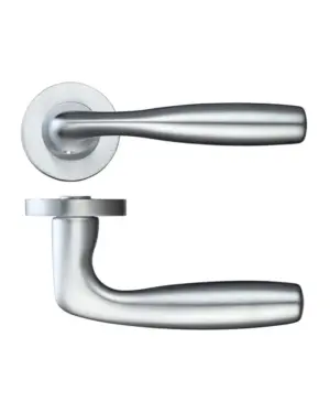 Zoo Hardware Rosso Maniglie Corvus Lever On Round Rose, Satin Chrome (Sold In Pairs)