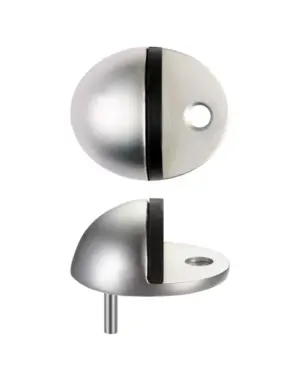 Zoo Hardware Architectural Aluminium Floor Mounted Oval Door Stop, Satin Aluminium
