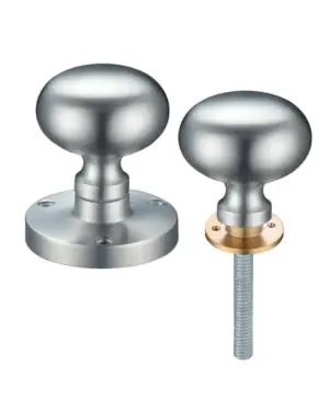 Zoo Hardware Contract Mushroom Rim Door Knobs, Satin Chrome (Sold In Pairs)