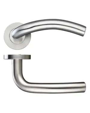 Zoo Hardware Zcs Architectural Arched Lever On Round Rose, Satin Stainless Steel (Sold In Pairs)
