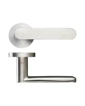 Zoo Hardware Zcs Architectural Atlas Lever On Round Rose, Satin Stainless Steel (Sold In Pairs)