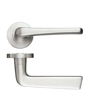 Zoo Hardware Zcs Architectural Atlas Lever On Round Rose, Satin Stainless Steel (Sold In Pairs)