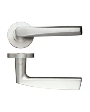 Zoo Hardware Zcs Architectural Designer Lever On Round Rose, Satin Stainless Steel (Sold In Pairs)