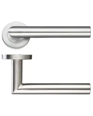 Zoo Hardware Zcs2 Contract Mitred Lever On Round Rose, Satin Stainless Steel (Sold In Pairs)