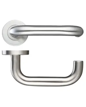 Zoo Hardware Zcs2 Contract Rtd Lever On Round Rose, Satin Stainless Steel (Sold In Pairs)