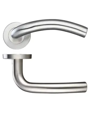 Zoo Hardware Zcs2 Contract Arched Lever On Round Rose, Satin Stainless Steel (Sold In Pairs)