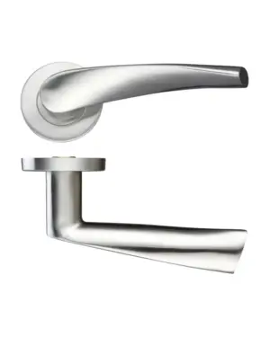 Zoo Hardware Zcs2 Contract Curved Lever On Round Rose, Satin Stainless Steel (Sold In Pairs)