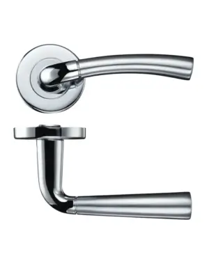 Zoo Hardware Stanza Girona Contract Lever On Round Rose, Dual Finish Satin Chrome & Polished Chrome (Sold In Pairs)