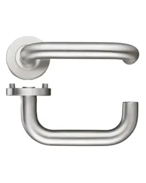 Zoo Hardware Zcs Rtd Lever On Round Rose, Satin Stainless Steel (Sold In Pairs)