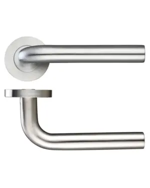 Zoo Hardware Zps Radius Lever On Round Rose, Satin Stainless Steel (Sold In Pairs)