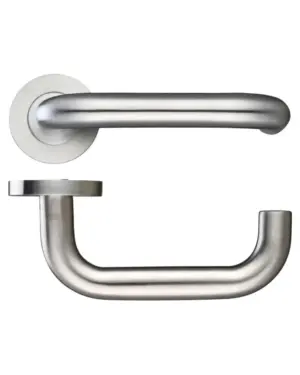 Zoo Hardware Zps Rtd Lever On Round Rose, Satin Stainless Steel (Sold In Pairs)