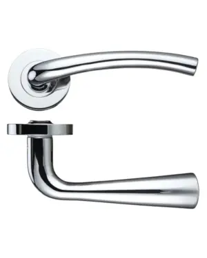Zoo Hardware Stanza Assisi Lever On Round Rose, Satin Chrome (Sold In Pairs)